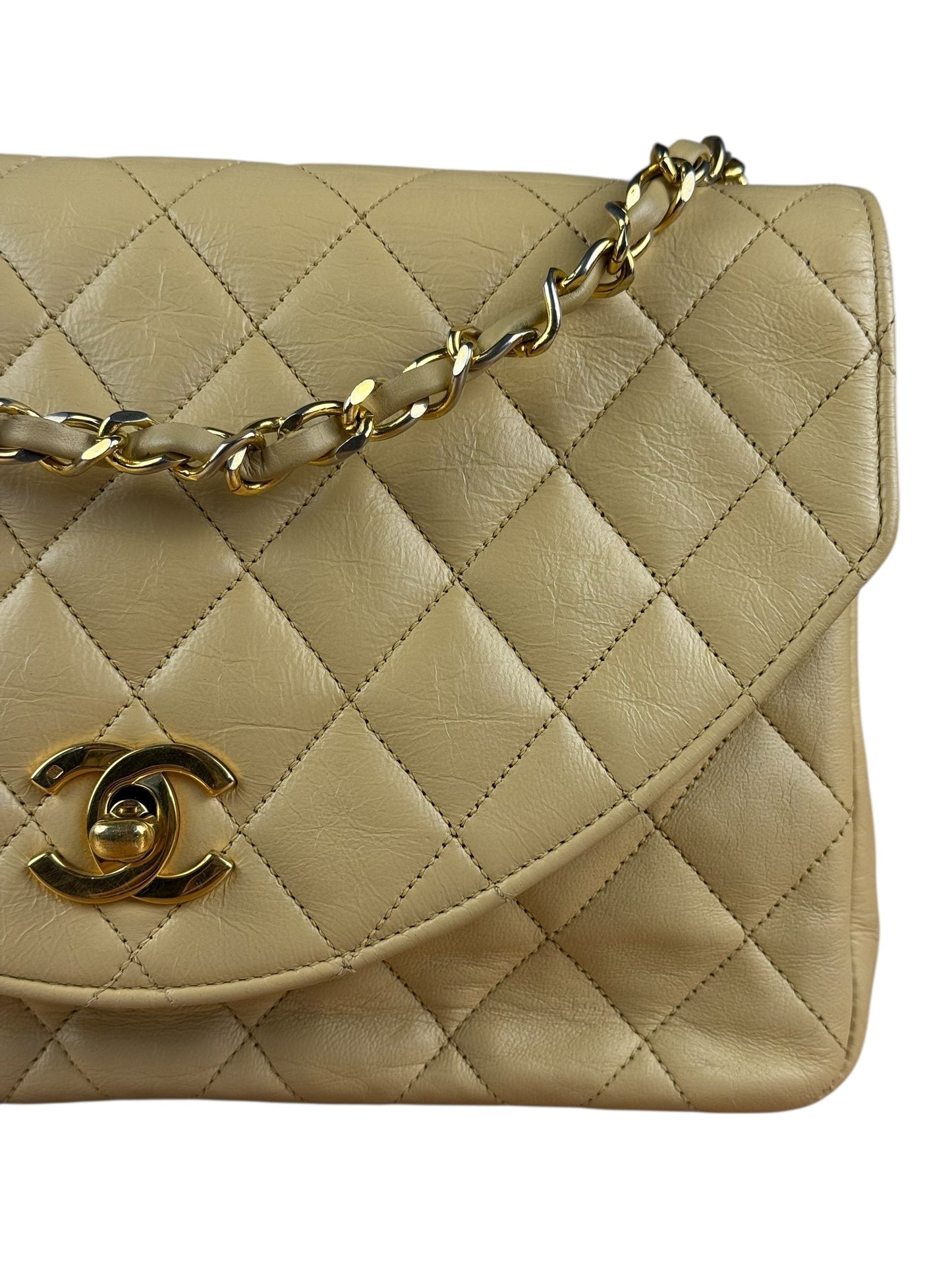 Chanel 1986 Beige Curved Flap Bag