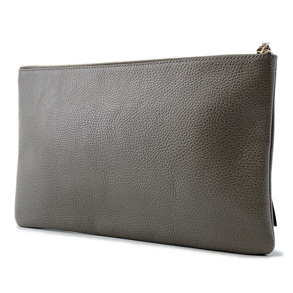 GUCCI ?Bamboo tassel clutch bag Gray449653 Leather