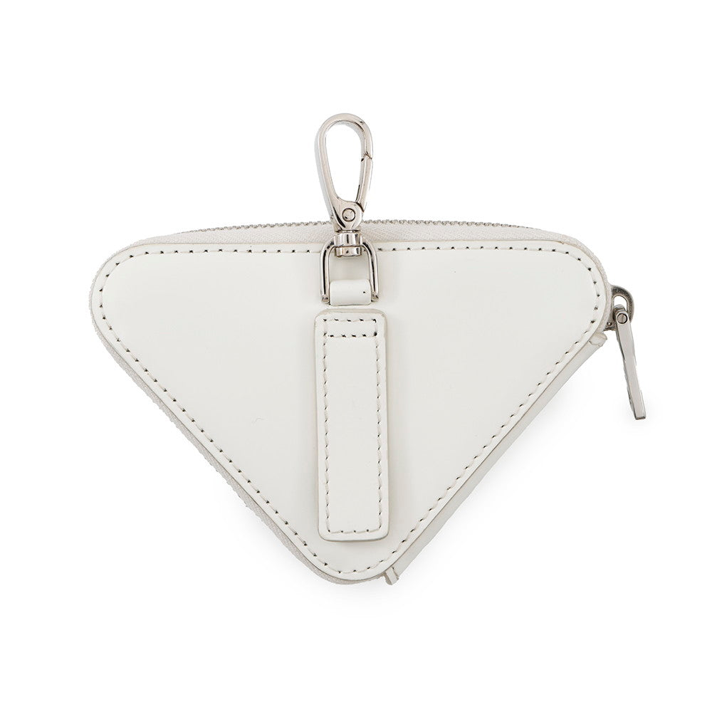 PRADA ?Triangle Coin purse White1TL433 Leather