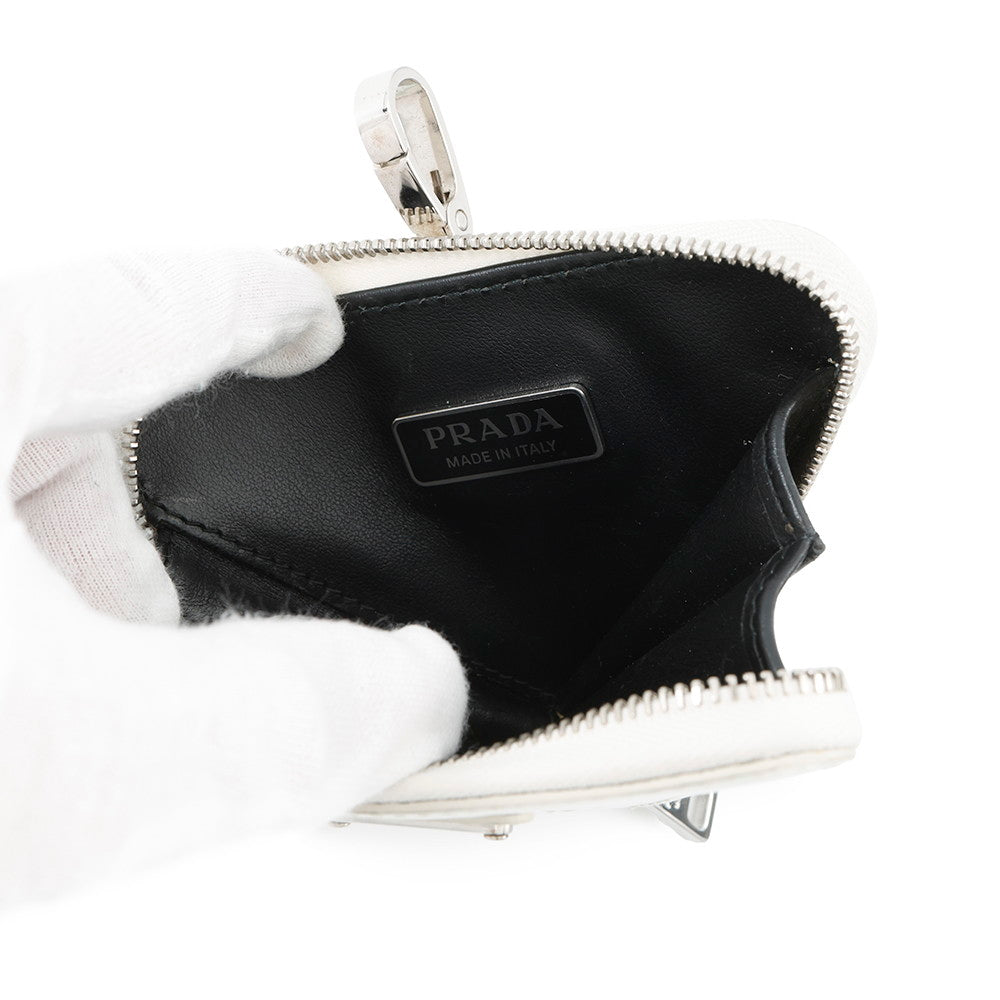 PRADA ?Triangle Coin purse White1TL433 Leather
