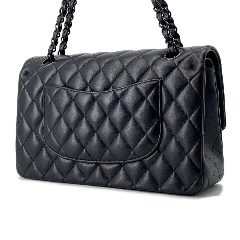 CHANEL Matelasse W Flap ChainShoulder Bag BlackA01112 Lambskin Size 25