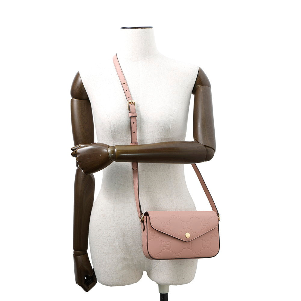 GUCCI ?GG Super Mini Shoulder Bag Pink772794 Leather
