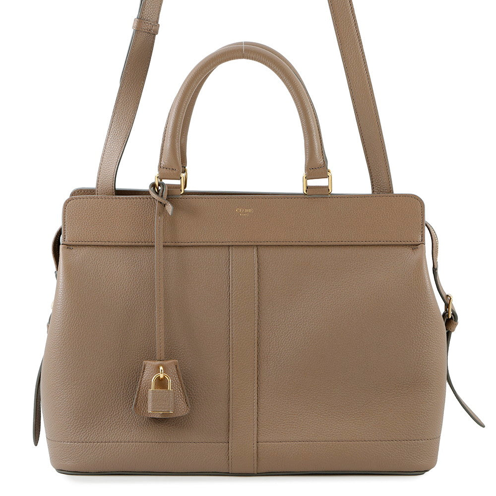 CELINE Cabas de France 2-Way Handbag Greige192663 Leather Size Medium