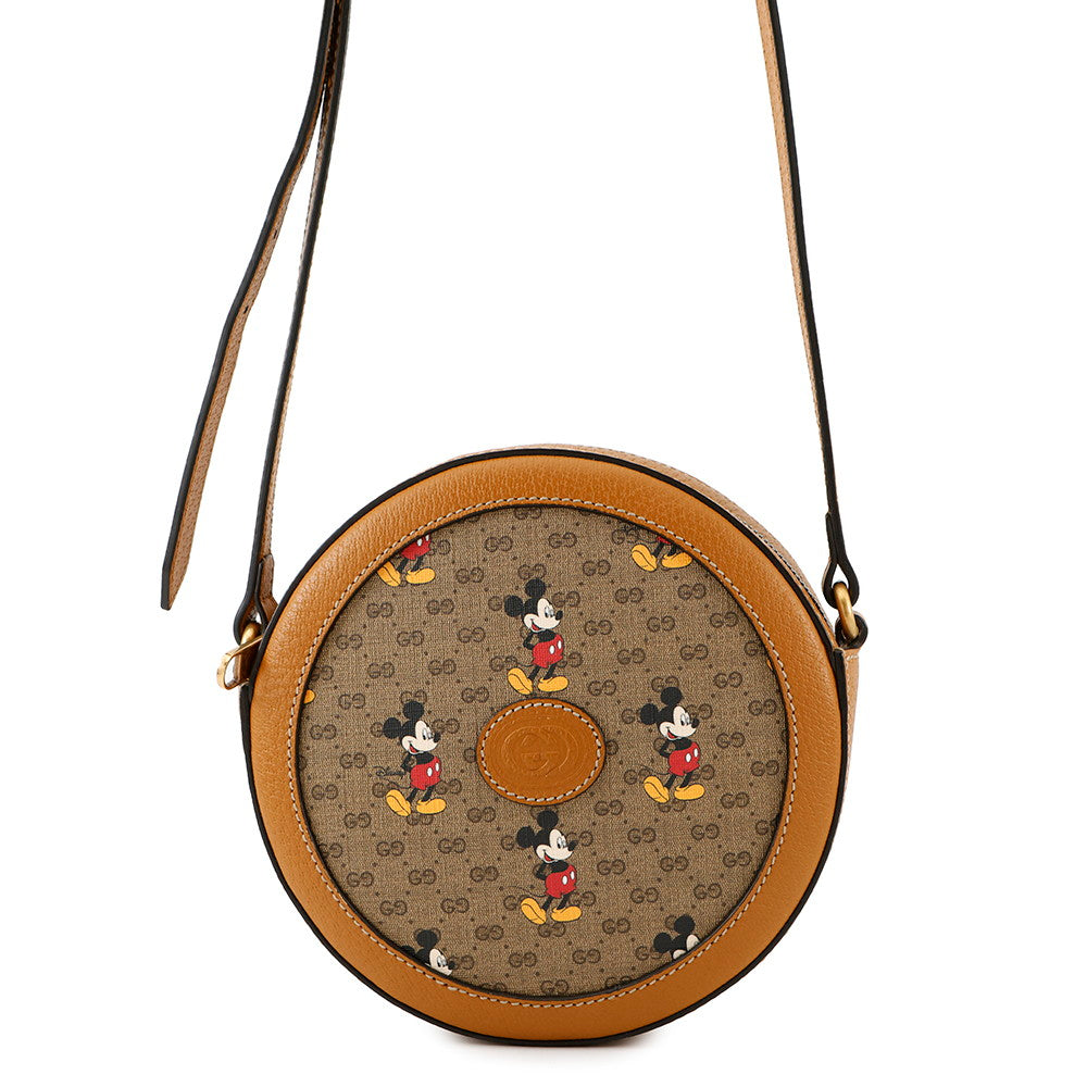 GUCCI ?Disney Collaboration Round Shoulder Bag Brown603938 GG Supreme Leather
