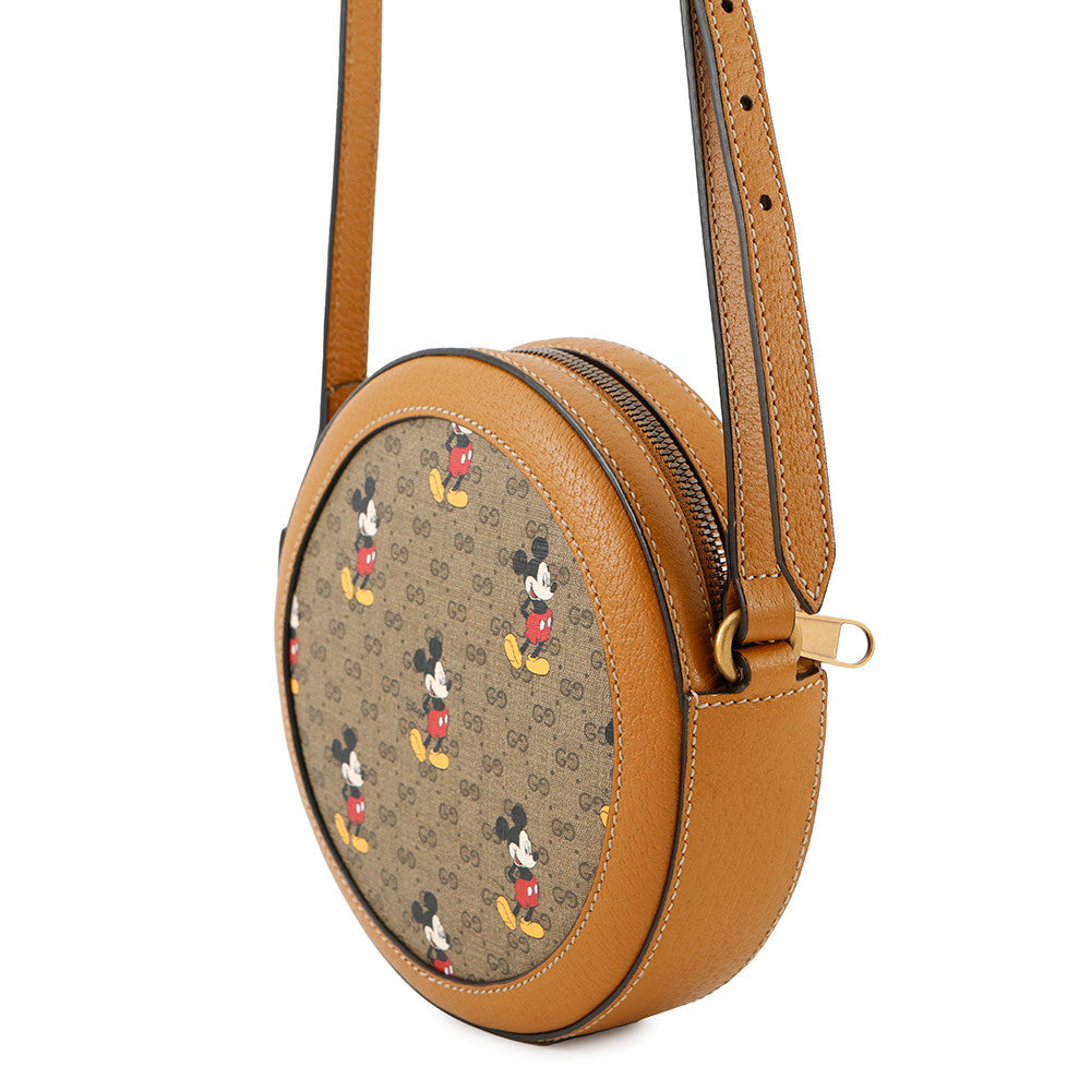 GUCCI ?Disney Collaboration Round Shoulder Bag Brown603938 GG Supreme Leather