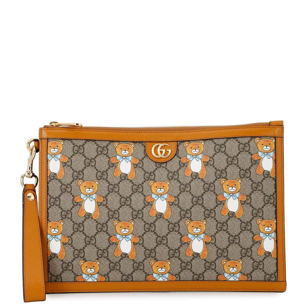 GUCCI ?KAI x GUCCI Teddy Bear GG Supreme Clutch Bag Yellow/Beige660162 PVC Leather