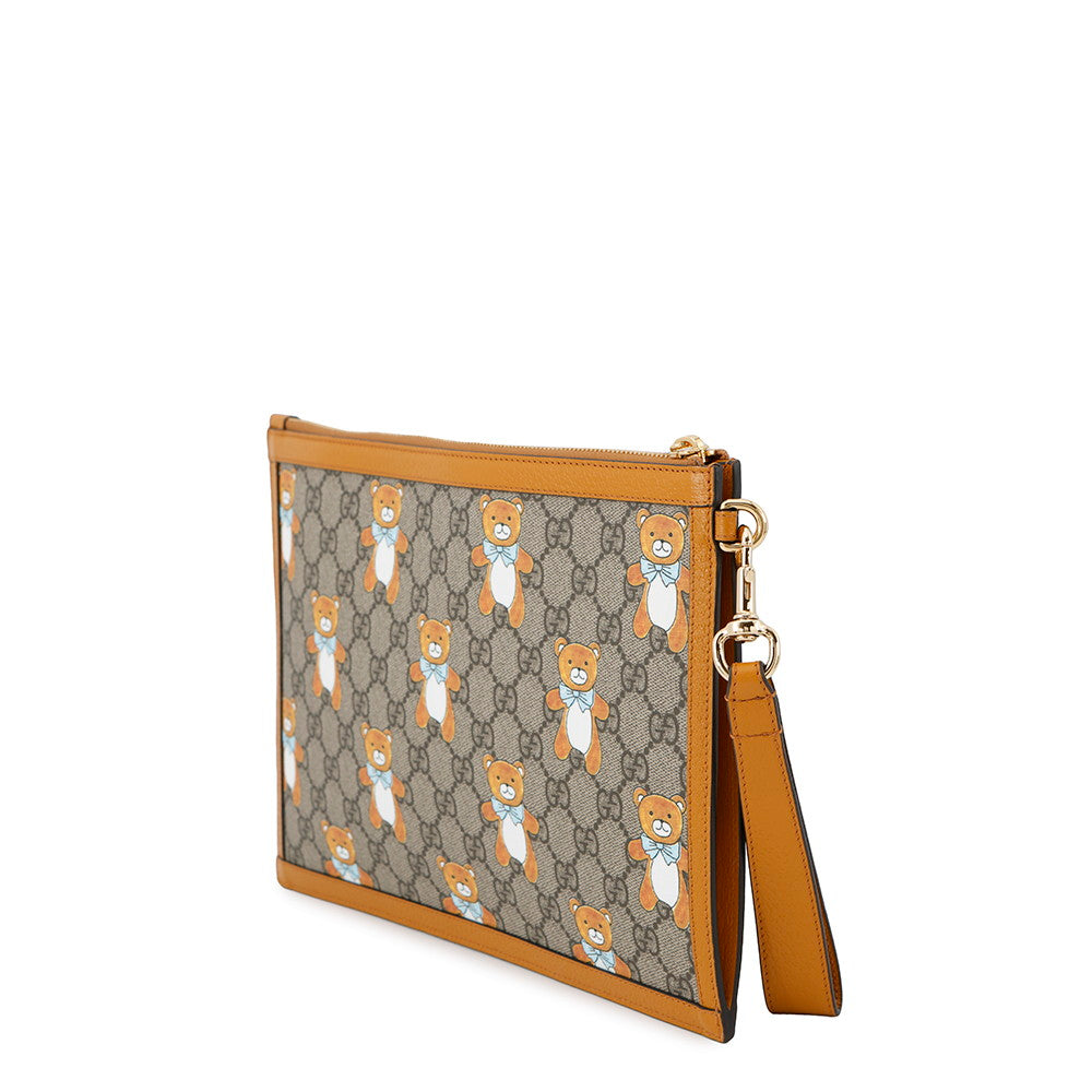 GUCCI ?KAI x GUCCI Teddy Bear GG Supreme Clutch Bag Yellow/Beige660162 PVC Leather