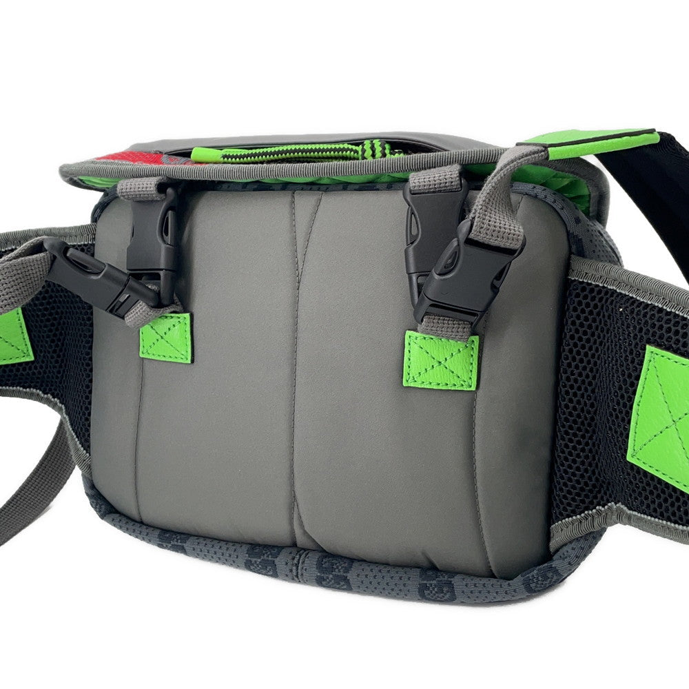GUCCI ?GG Backpack Green/Red/Gray752100 Nylon