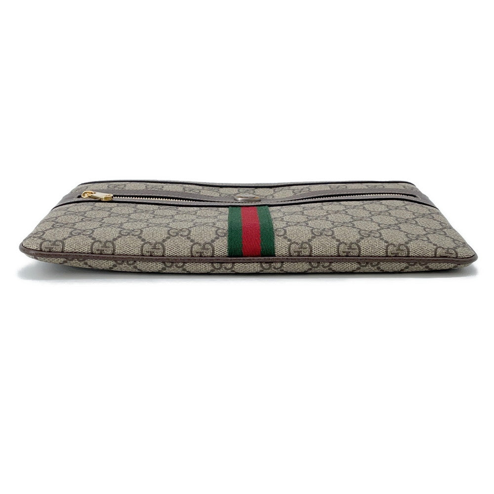 GUCCI ?GG Supreme Ophidia Clutch Bag Brown/Beige517551 Canvas Leather