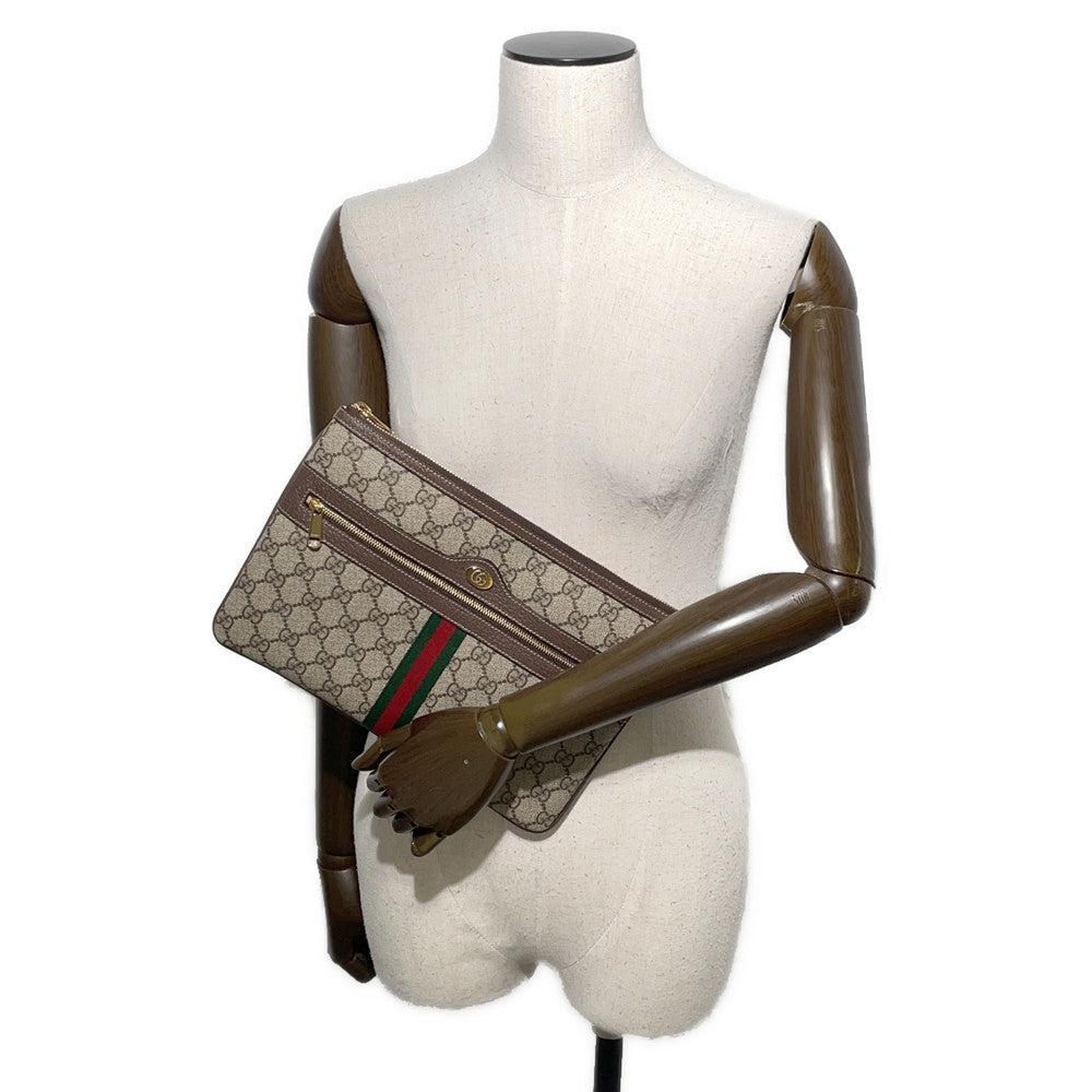 GUCCI ?GG Supreme Ophidia Clutch Bag Brown/Beige517551 Canvas Leather
