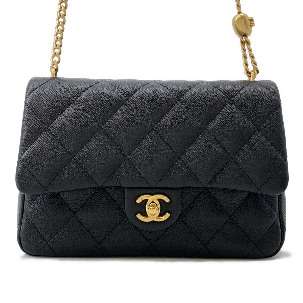 CHANEL Matelasse Heart Ball Chainshoulder BlackAS3921 Caviar Leather