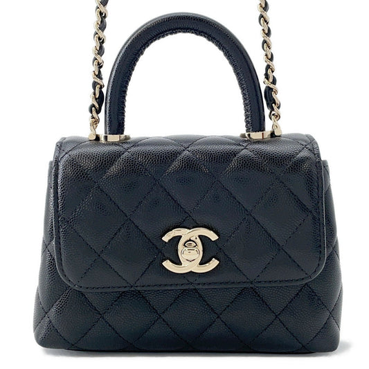 CHANEL Matelasse Coco Handle 2way Handbag BlackAP4244 Caviar Leather Size Mini mini
