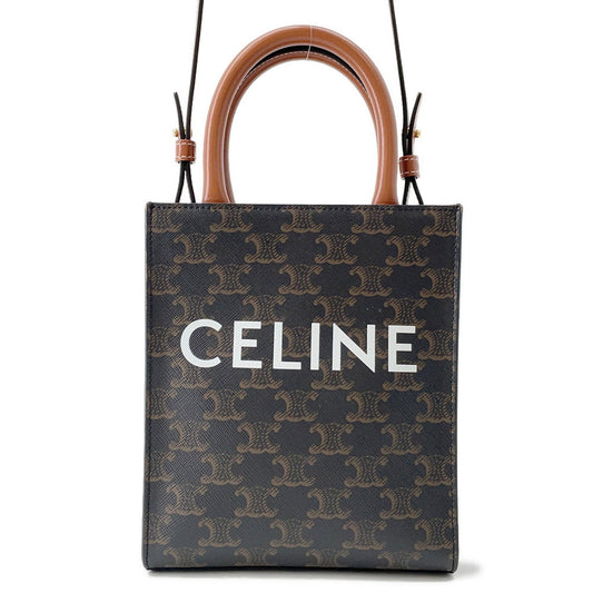 CELINE Triomphe Vertical Cabas Tan194372 PVC Leather Size Mini