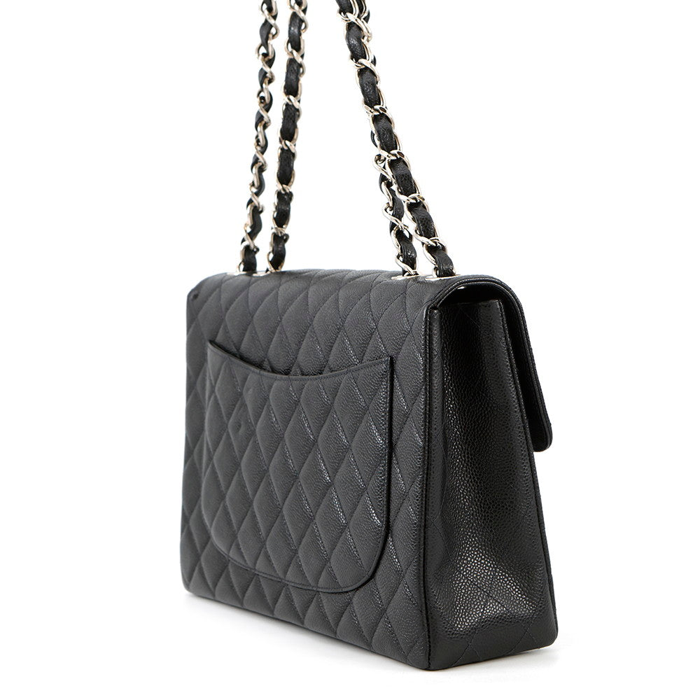 CHANEL Jumbo Matelasse ChainShoulder Bag BlackA11869 Caviar Leather Size 30