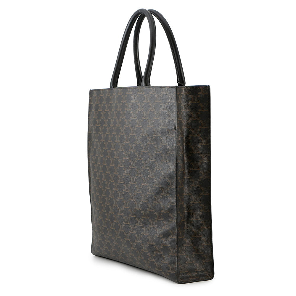 CELINE Triomphe Vertical Cabas Tote Black190972 PVC Leather Size Large