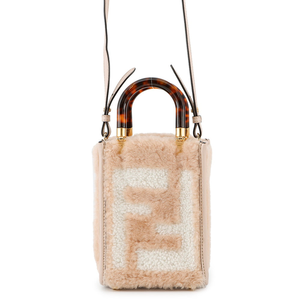 FENDI Sunshine shopper Pink8BS051 Mouton Leather