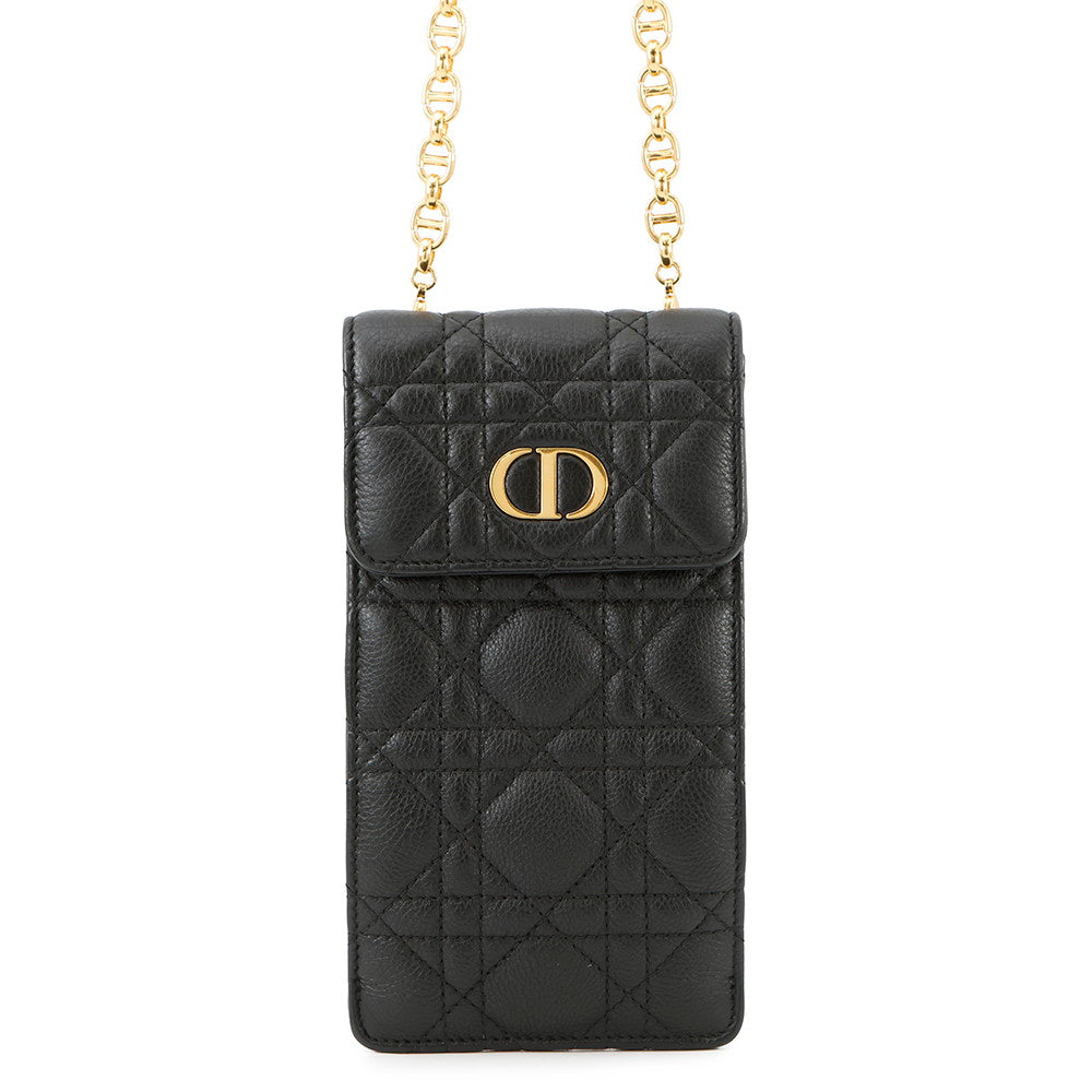 Dior ?Cannage CARO phone holder BlackS5105UWHC_M900 Calf Leather