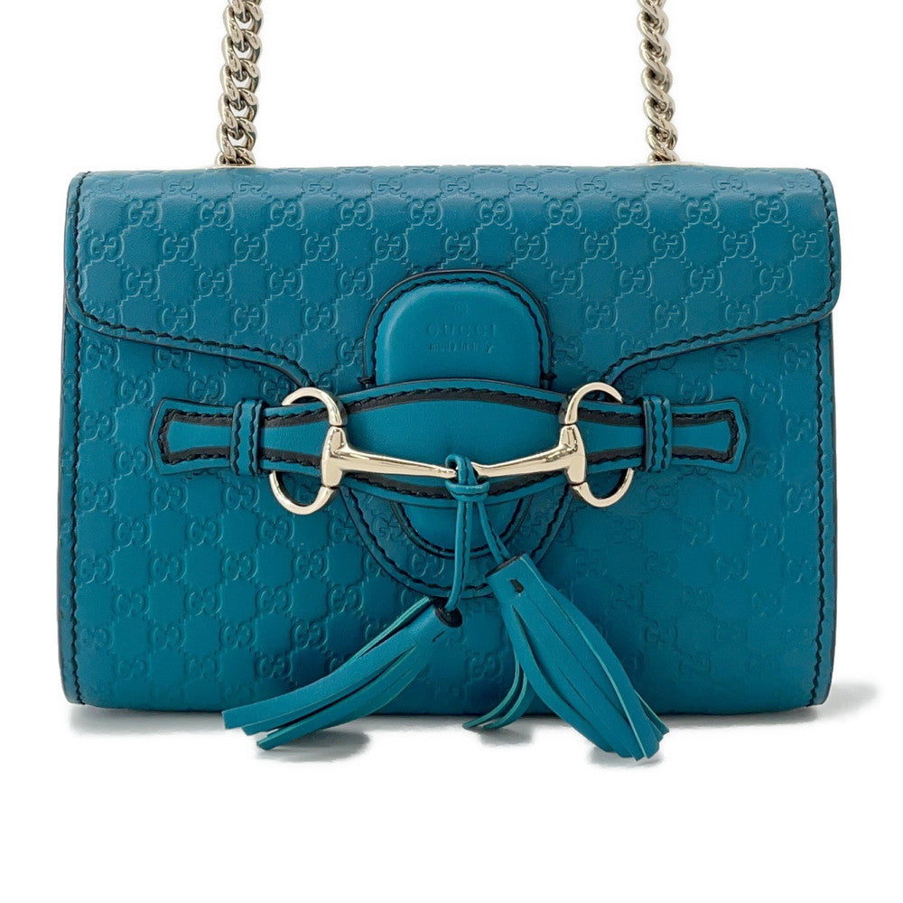 GUCCI ?Emily MicroGuccissima Chainshoulder Bag Turquise Blue449636 Leather