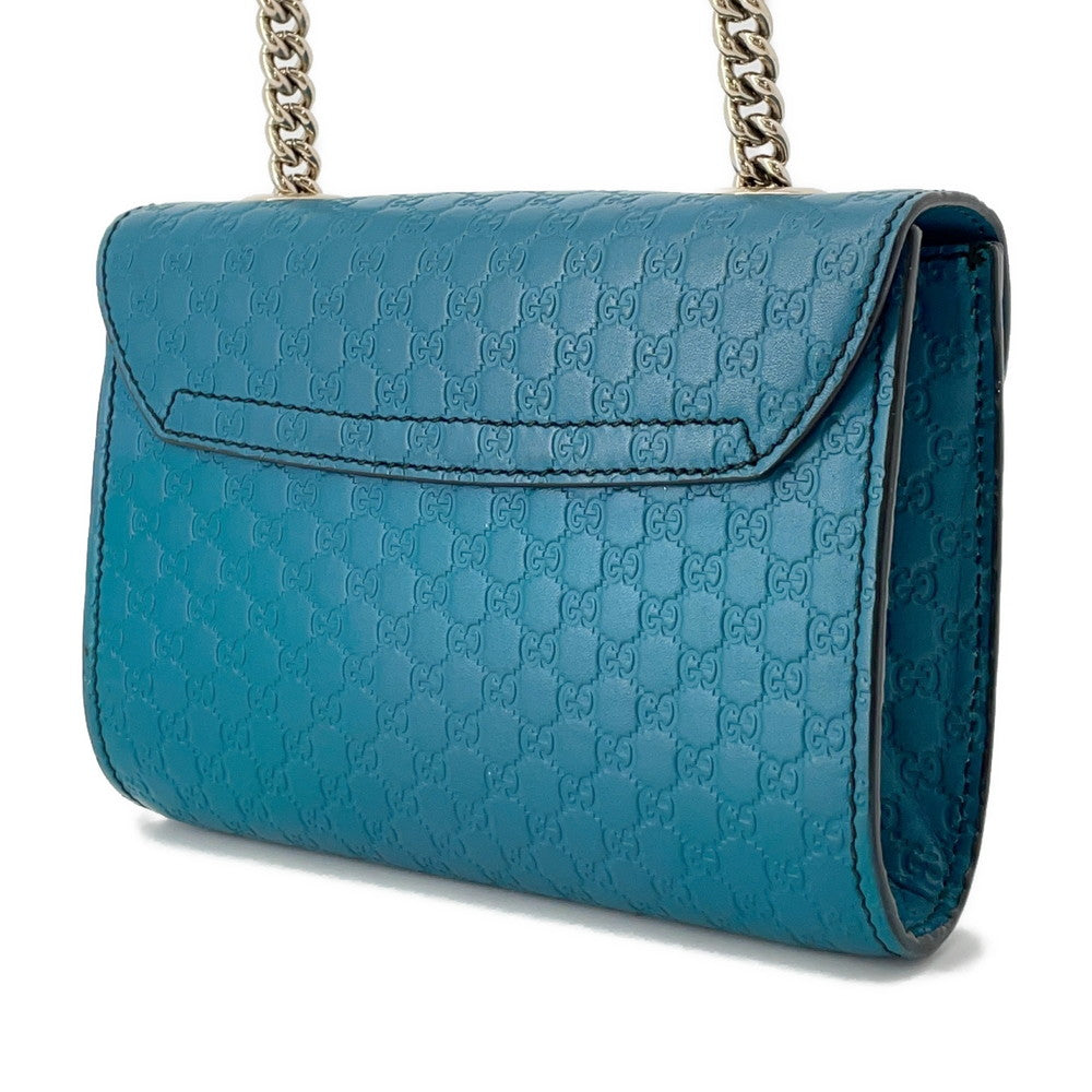 GUCCI ?Emily MicroGuccissima Chainshoulder Bag Turquise Blue449636 Leather