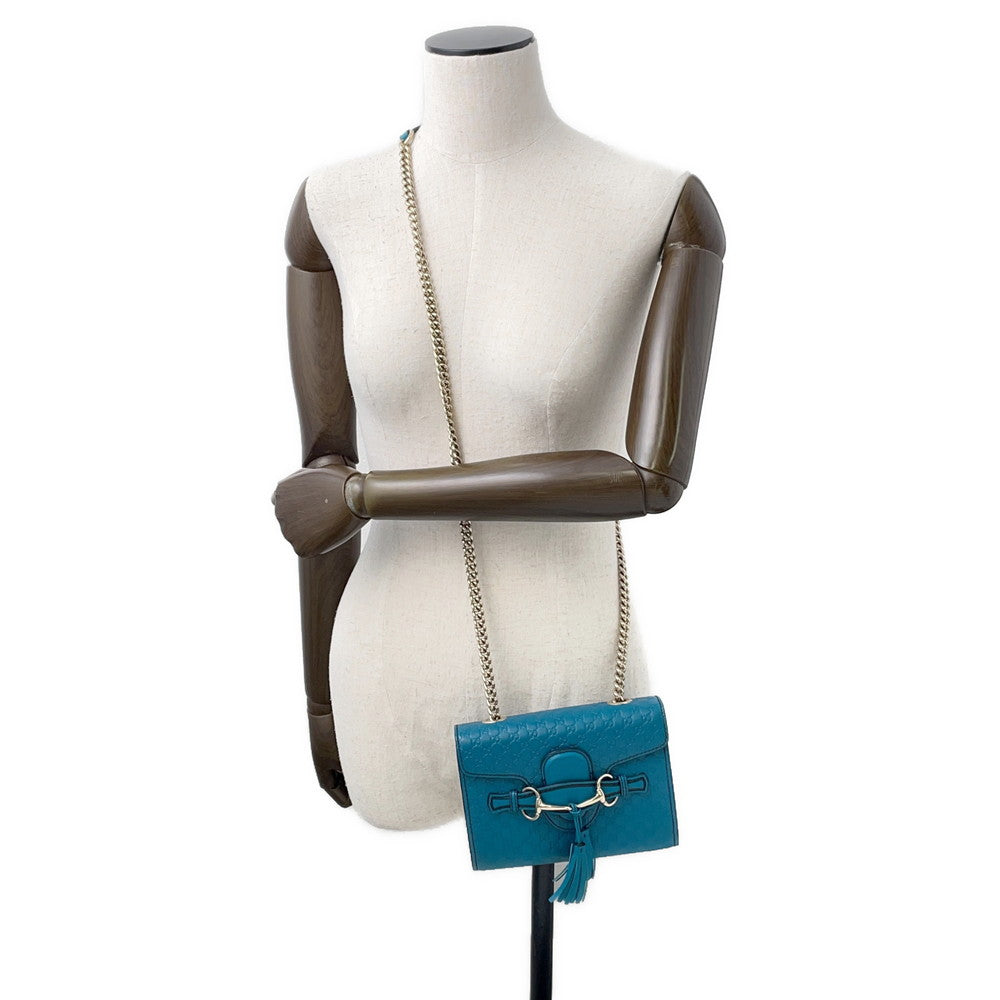 GUCCI ?Emily MicroGuccissima Chainshoulder Bag Turquise Blue449636 Leather