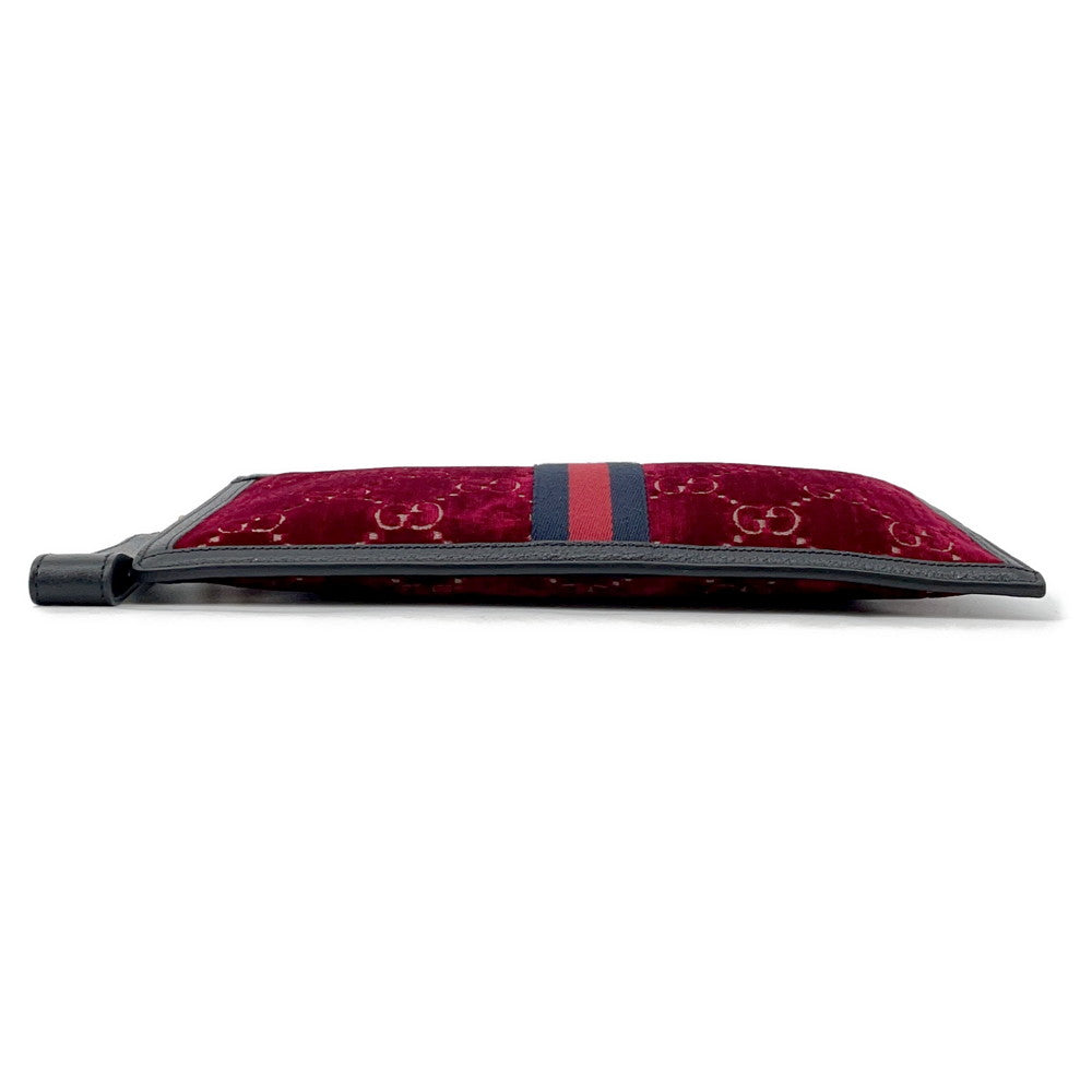 GUCCI ?GGVelvet Clutch Bag Red/Black575371 Velvet Leather