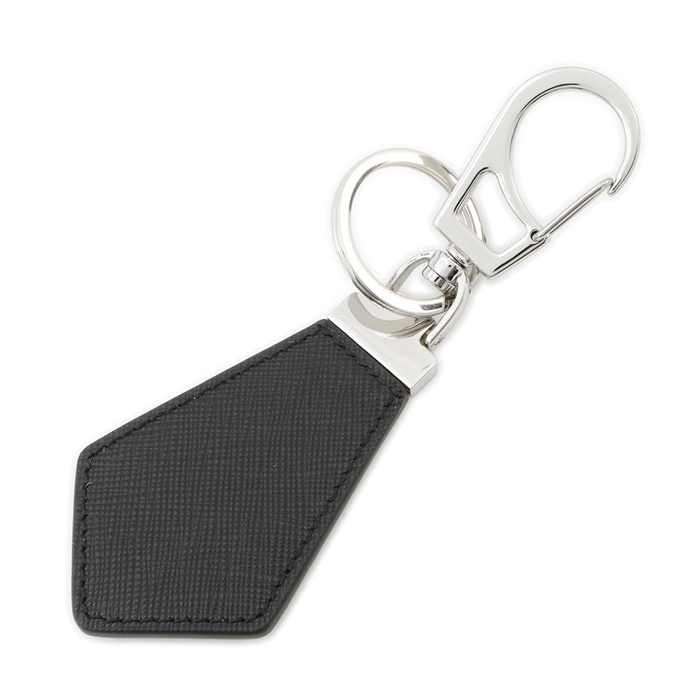 PRADA Saffiano Leather Triangle Logo Key Ring Black2PP041 Leather