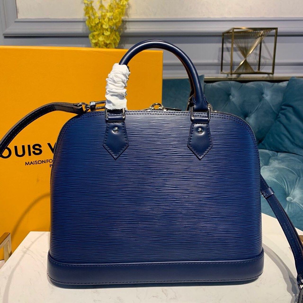 Top Quality Alma PM Epi Navy Blue For Women, Womens Handbags, Shoulder And Crossbody Bags 12.6in/32cm Top Quality