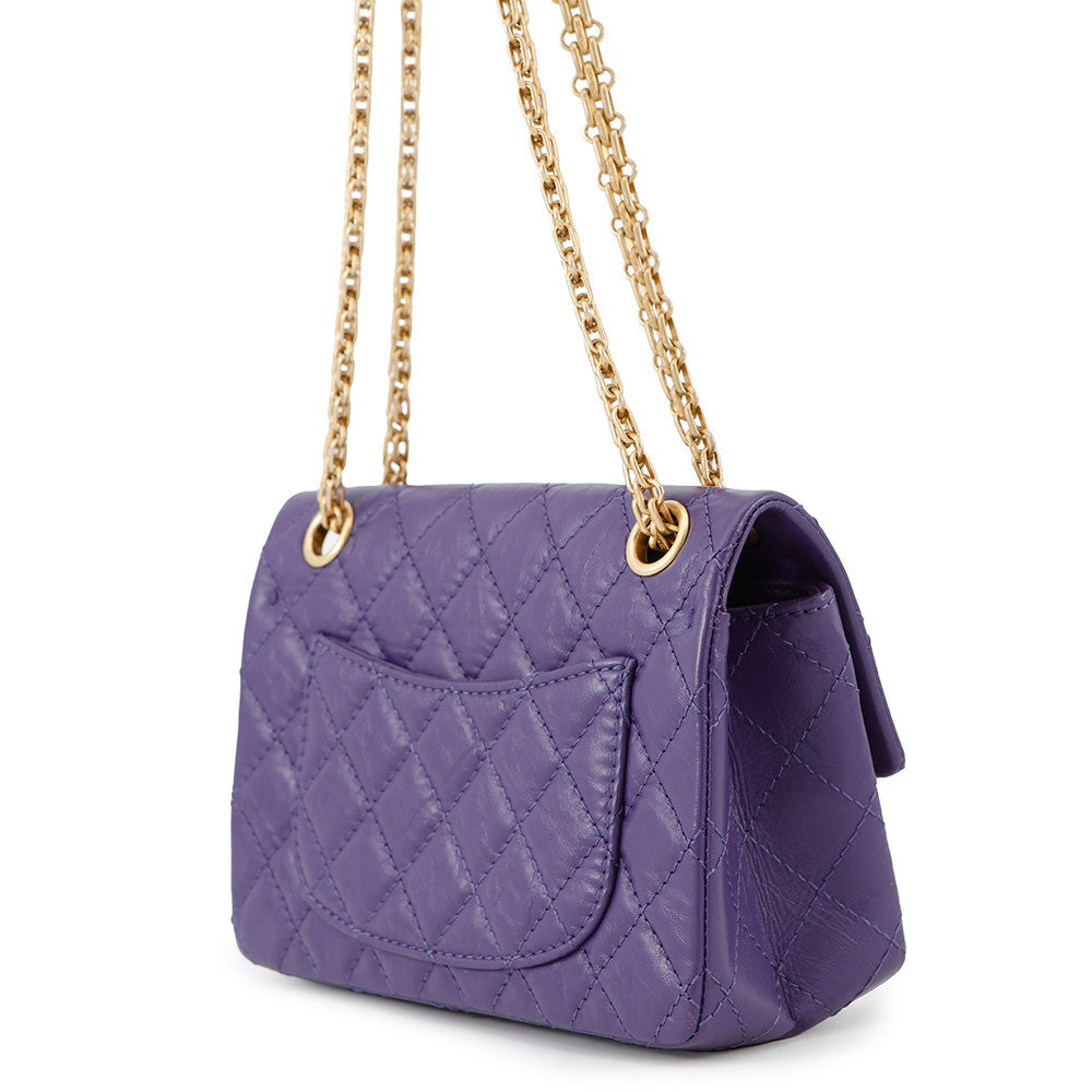 CHANEL 2.55 ChainShoulder Bag PurpleAS0874 Aged Calf Leather Size 20