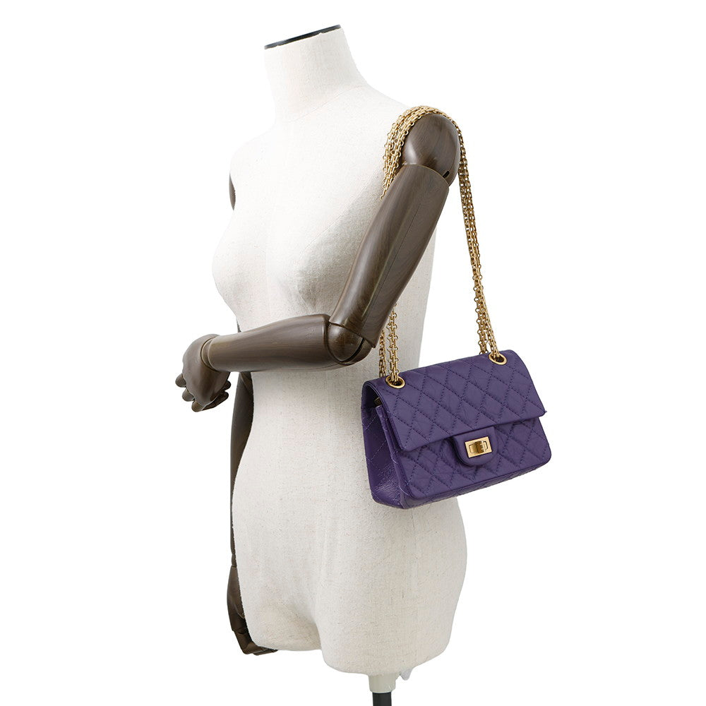 CHANEL 2.55 ChainShoulder Bag PurpleAS0874 Aged Calf Leather Size 20