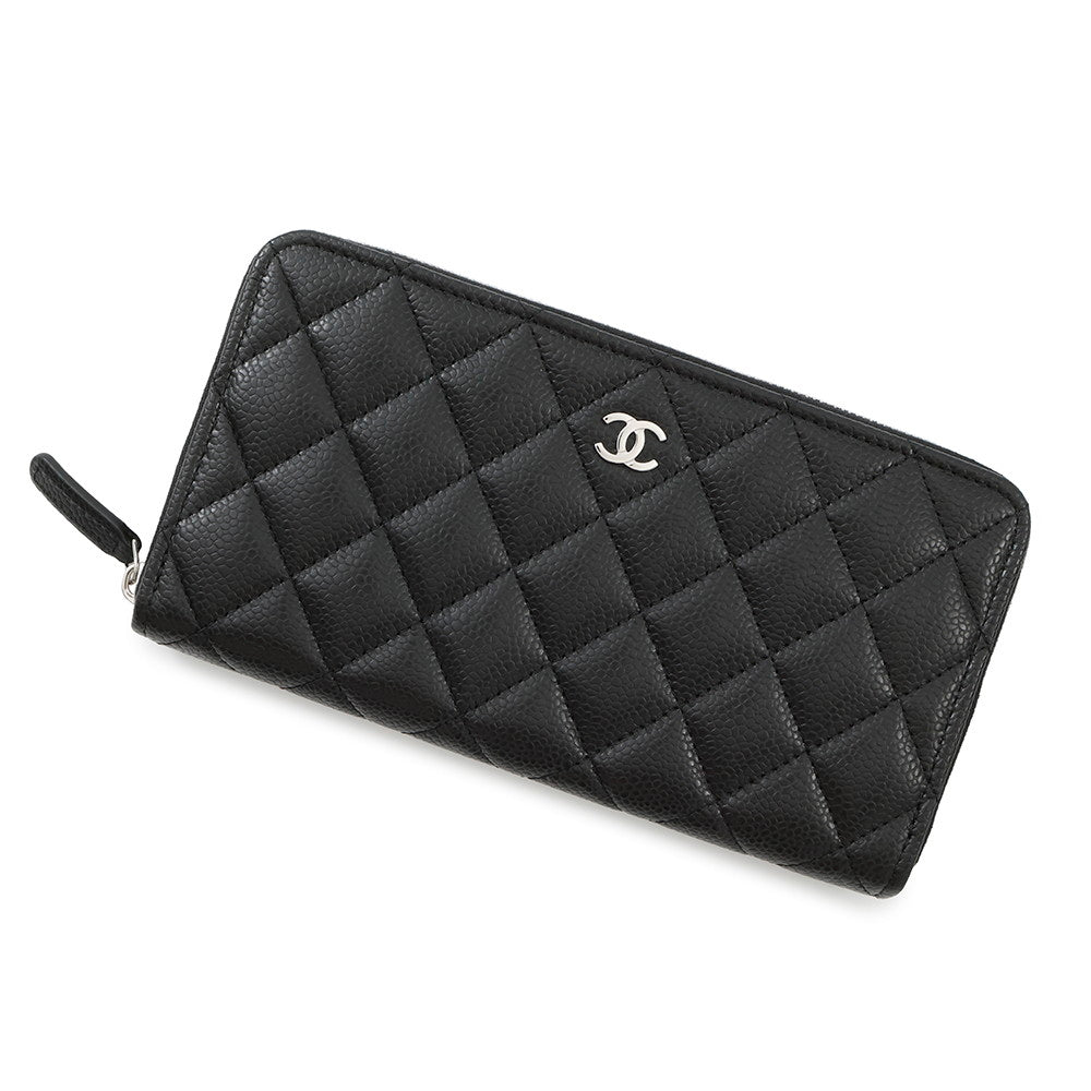 CHANEL Matelasse Zip Around Chozai Cloth BlackAP0242 Caviar Leather