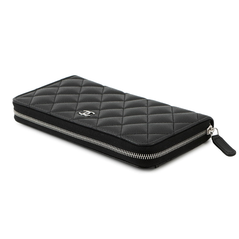 CHANEL Matelasse Zip Around Chozai Cloth BlackAP0242 Caviar Leather