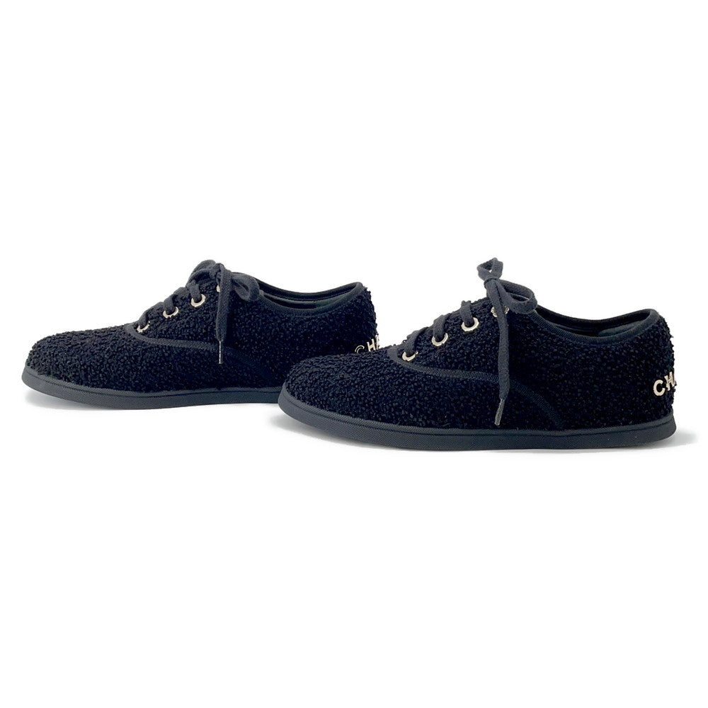 CHANEL Back Logo Low-Cut Sneakers BlackG45712 pile Size 37C