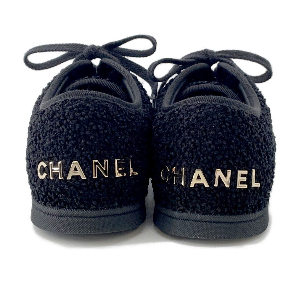 CHANEL Back Logo Low-Cut Sneakers BlackG45712 pile Size 37C