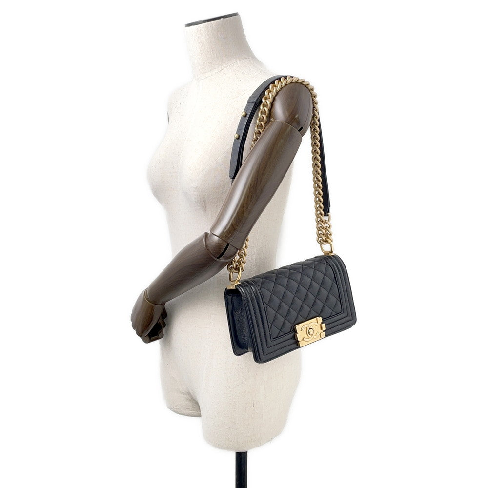 CHANEL Boy Chanel ChainShoulder Bag BlackA67085 Caviar Leather Size Small