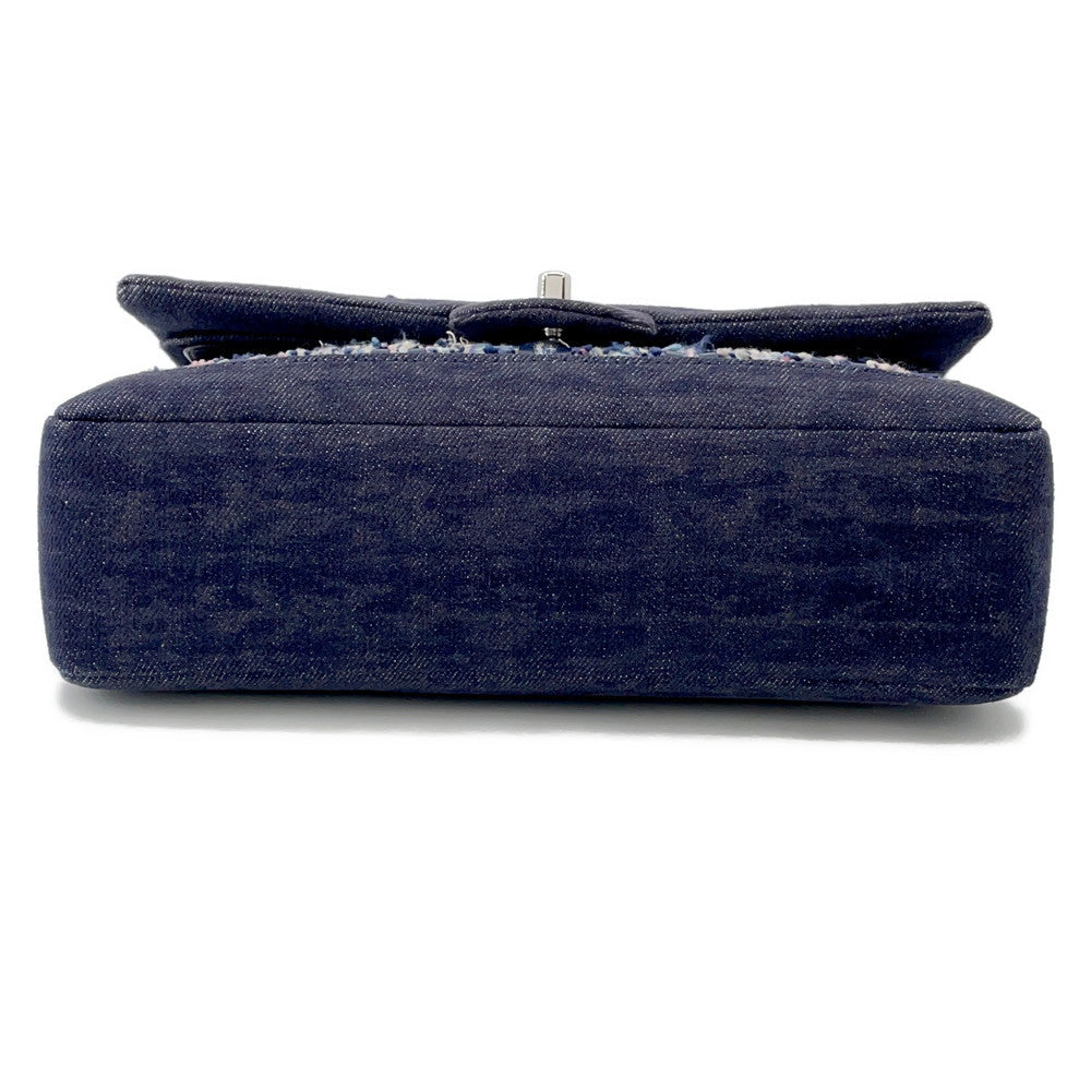 CHANEL Matelasse W flap ChainShoulder NavyA01112 Tweed Denim Leather