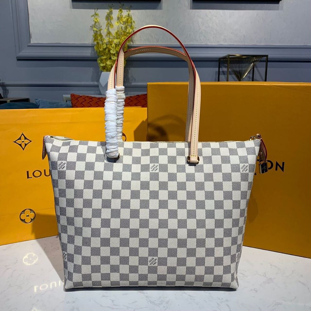 Top Quality Lena MM Damier Azur Canvas For Women, Womens Handbags, Shoulder Bags 13in/33cm Top Quality N44040