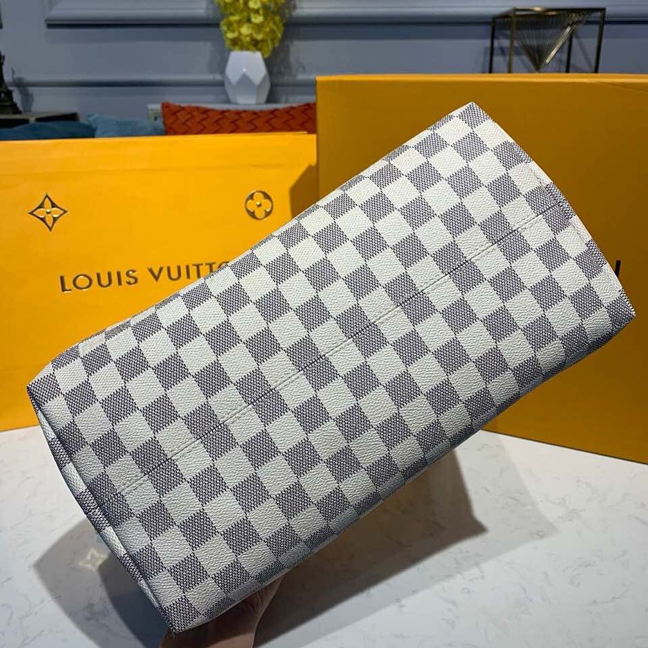 Top Quality Lena MM Damier Azur Canvas For Women, Womens Handbags, Shoulder Bags 13in/33cm Top Quality N44040