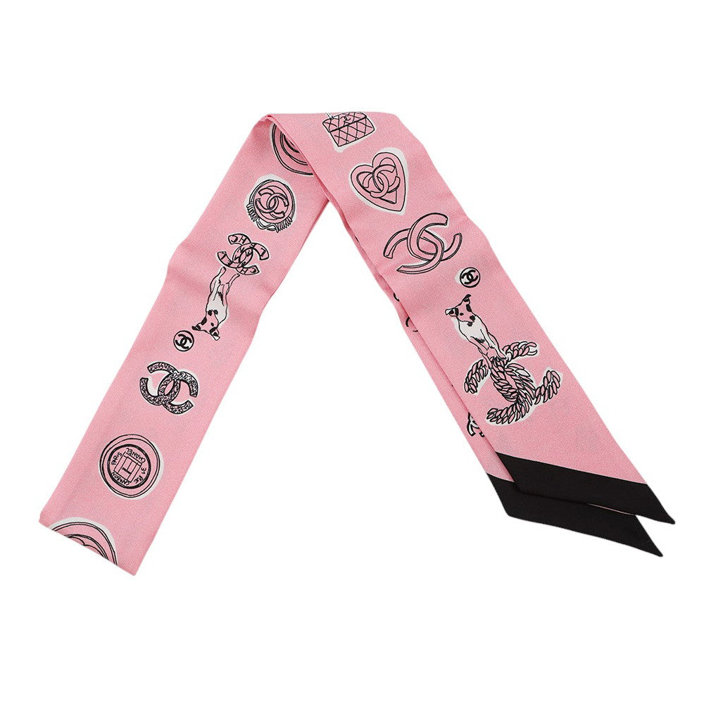 CHANEL CC Logo Headband Scarf PinkAA8947 Silk100%