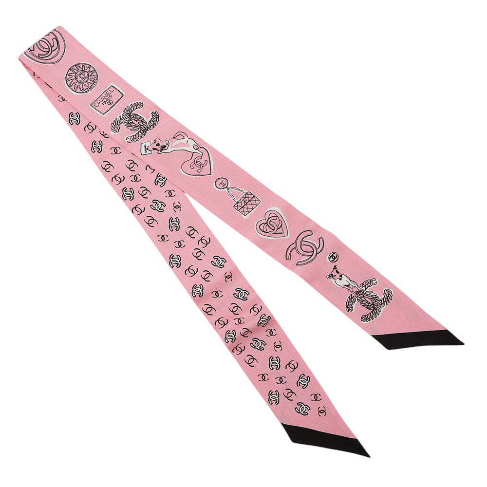 CHANEL CC Logo Headband Scarf PinkAA8947 Silk100%