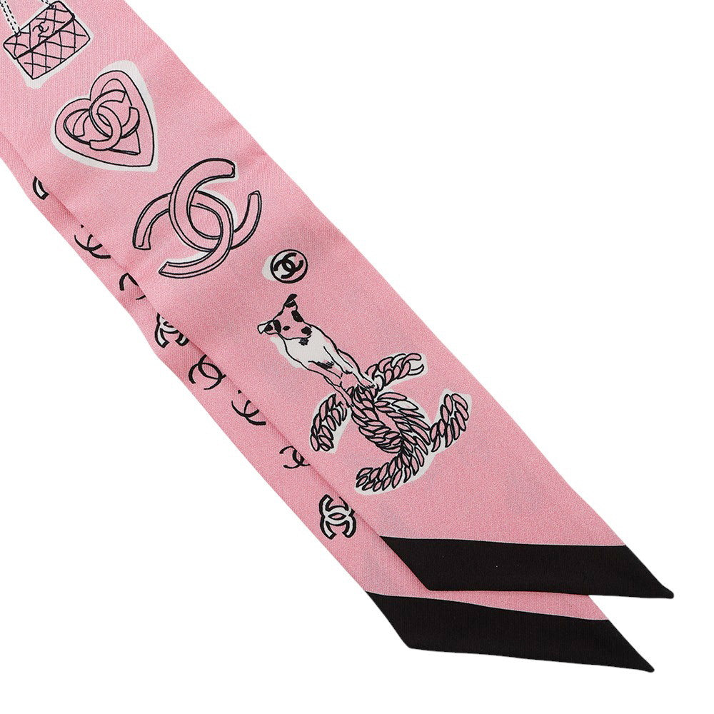 CHANEL CC Logo Headband Scarf PinkAA8947 Silk100%