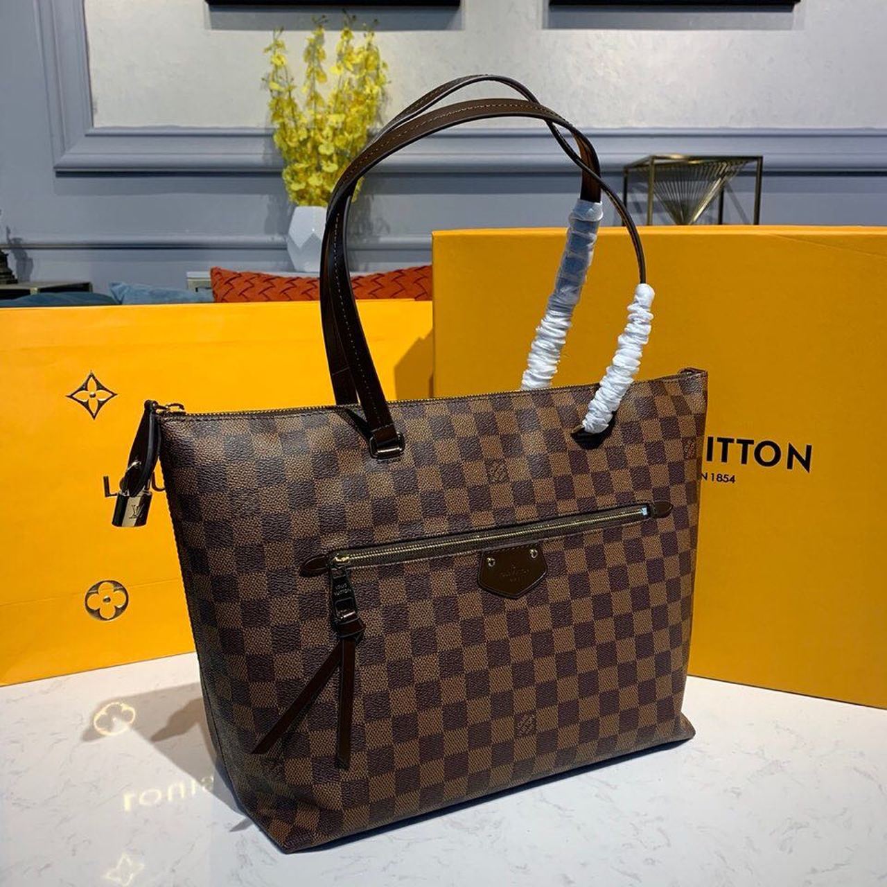 Top Quality Lena MM Damier Ebene Canvas For Women, WoHandbag, Shoulder Bags 13in/33cm Top Quality N41013
