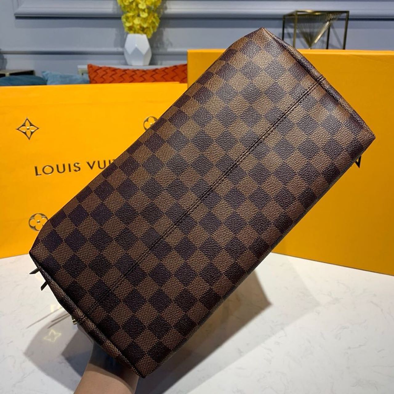 Top Quality Lena MM Damier Ebene Canvas For Women, WoHandbag, Shoulder Bags 13in/33cm Top Quality N41013