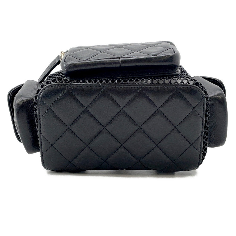 CHANEL Backpack BlackAS5484 Mesh Shiny Lambskin