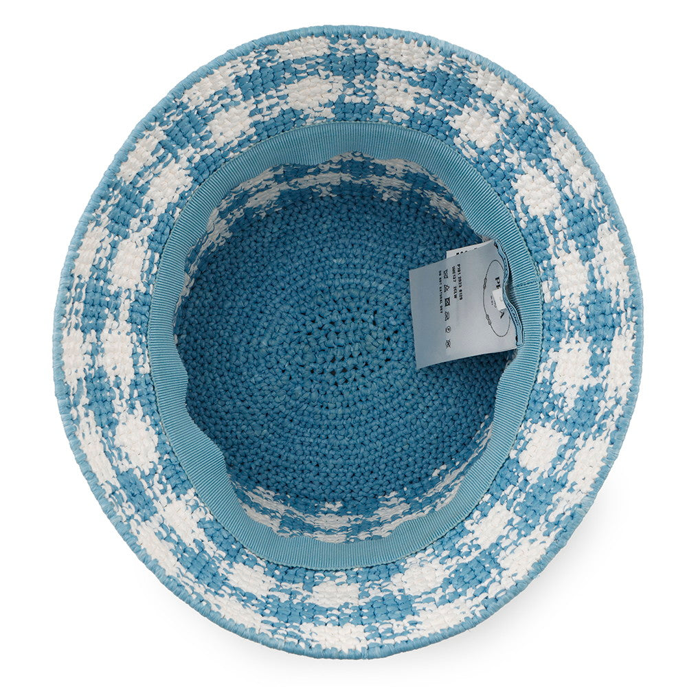 PRADA Crochet bucket hat Size S White/Light Blue1HC137 Viscose Rayon 100%