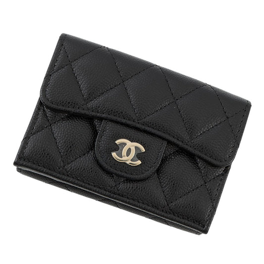 CHANEL Matelasse CC Logo Classic Small Flap Wallet BlackAP0230 Caviar Leather