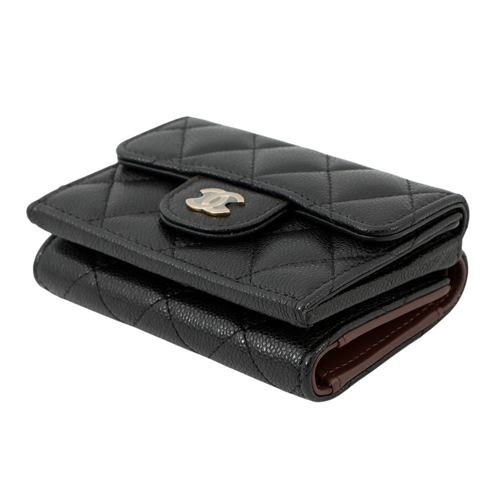 CHANEL Matelasse CC Logo Classic Small Flap Wallet BlackAP0230 Caviar Leather