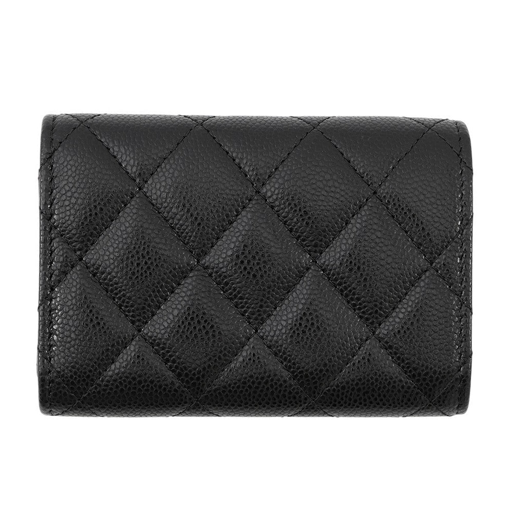 CHANEL Matelasse CC Logo Classic Small Flap Wallet BlackAP0230 Caviar Leather