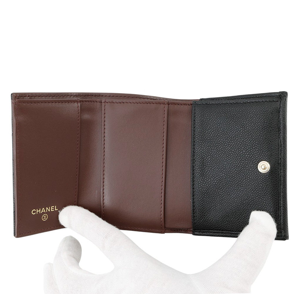 CHANEL Matelasse CC Logo Classic Small Flap Wallet BlackAP0230 Caviar Leather