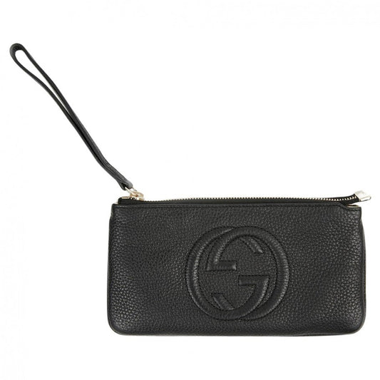 Gucci soho black leather clutch bag