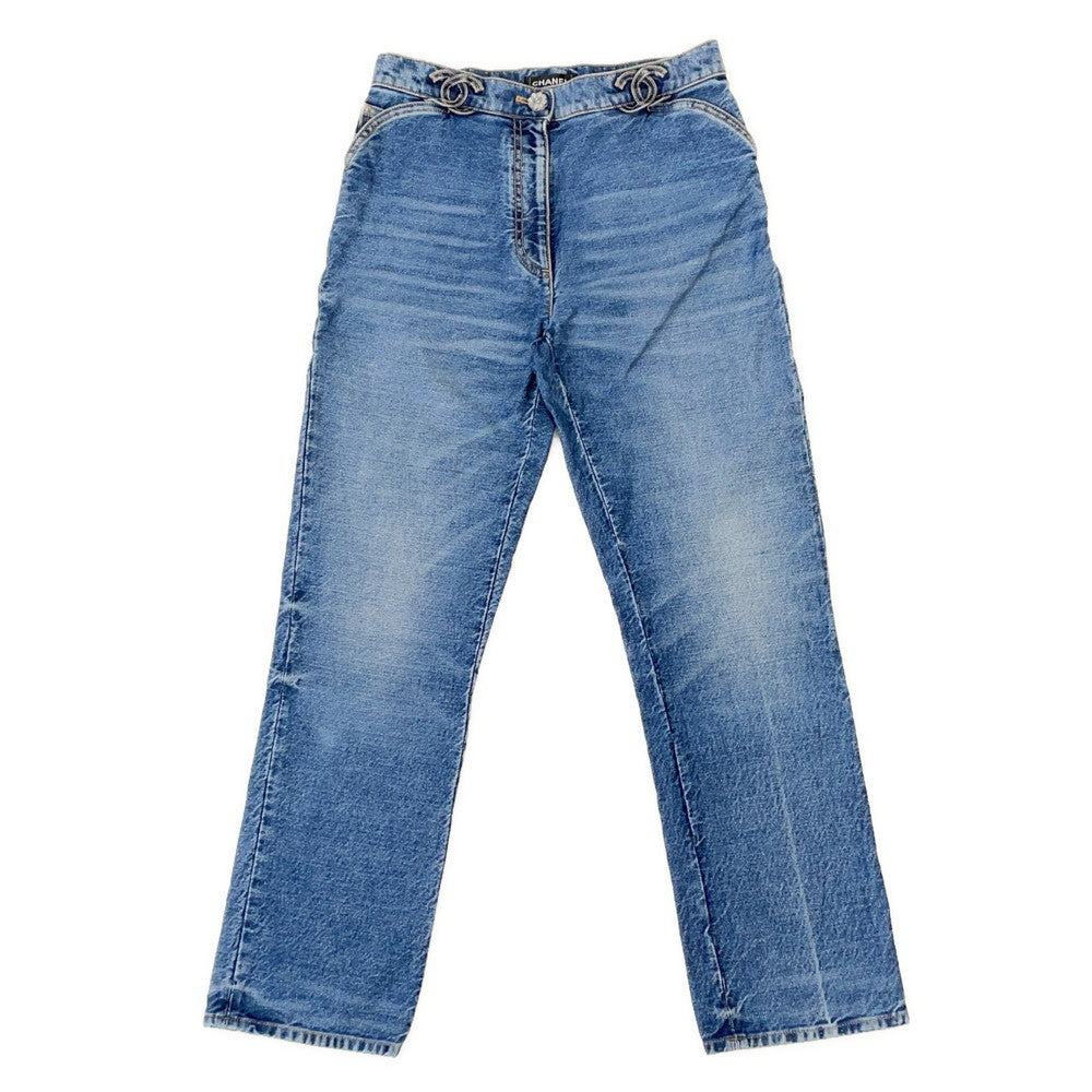 CHANEL CC Logo denim pants Size 36 BlueP76791 V69116 Cotton100%
